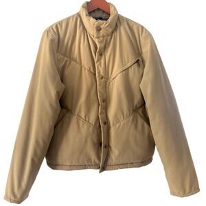 RARE Vintage 70s Cannondale Full Button Snap Puffer jacket  Beige Coat Quilted